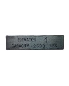 CAPACITY PLATE STAINLESS STEEL ELEVATOR # 1 606EB4