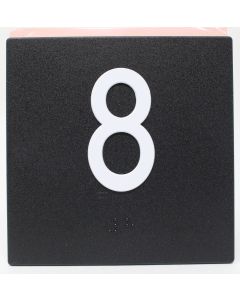BRAILLE PLATE "8" SQUARE 4" X 4" BLACK/WHITE NON-CALIFORNIA 169BY8