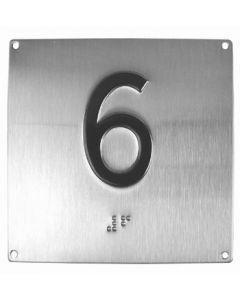 BRAILLE PLATE "6" SQUARE WITH STUD MOUNTING 124257