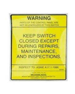 DISCONNECT MARKER INSPECT TO: ASME A17.1-2004 OR CAN/CSA B44-04 580RB5