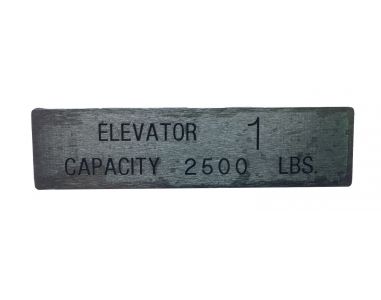 CAPACITY PLATE STAINLESS STEEL ELEVATOR # 1 606EB4