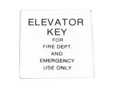 WINDOW FOR EMERGENCY KEY BOX 9856456 PRINTED "ELEVATOR KEY FOR FIRE DEPARTMENT AND EMERGENCY USE ONLY" 35647